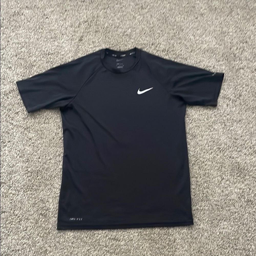 Nike Black Dri-FIT Tee with White Logo - Picture 1 of 3